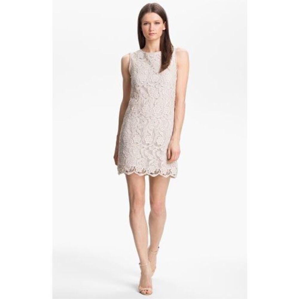 Joie Small Cream Lace Sleeveless Shift Mini Dress